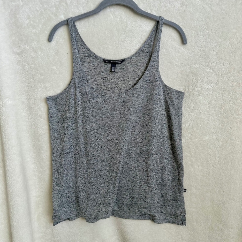 Victoria's Secret Grey Heathered Scoop Neck Lightweight Basic Tank Top Sz Medium